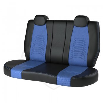 7 799 р. Чехлы для сидений Lord Autofashion Денвер (экокожа)  Hyundai Solaris ( 1 хэтчбек,  1 хэтчбэк) (2010-2017) (Чёрный, вставка синяя). Увеличить фотографию 2