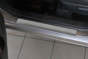 1 969 р. Пороги накладки Russtal  Hyundai Solaris ( 1 седан,  1 хэтчбек) (2010-2014) (Нержавейка шлифованная без надписи). Увеличить фотографию 2