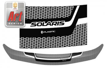 2 349 р. Дефлектор капота CA-Plastiс  Hyundai Solaris  1 хэтчбэк (2014-2017) (Серия Art черная). Увеличить фотографию 1
