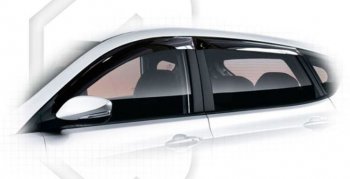 1 839 р. Дефлектора окон CA-Plastic  Hyundai Solaris  1 хэтчбэк (2014-2017) (Classic полупрозрачный, Без хром.молдинга). Увеличить фотографию 1