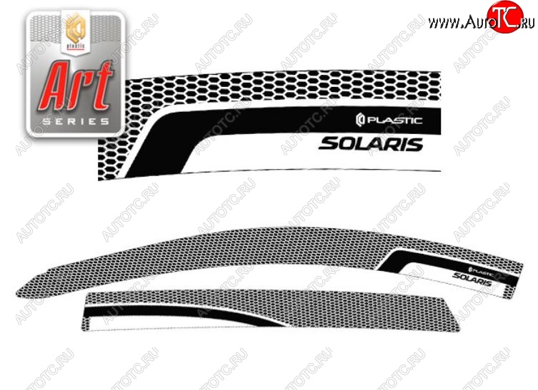 2 349 р. Дефлектора окон CA-Plastic  Hyundai Solaris  1 хэтчбэк (2014-2017) (Серия Art черная, Без хром.молдинга)