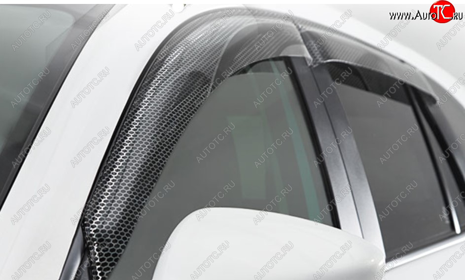 2 349 р. Дефлектора окон CA-Plastic  Hyundai Solaris  2 (2020-2022) (Серия Art черная, Без хром молдинга, Крепление только на скотч)