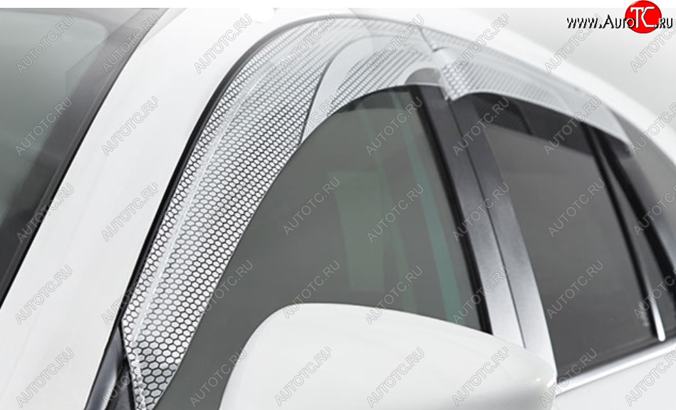 2 349 р. Дефлектора окон CA-Plastic  Hyundai Solaris  2 (2020-2022) (Серия Art серебро, Без хром молдинга, Крепление только на скотч)