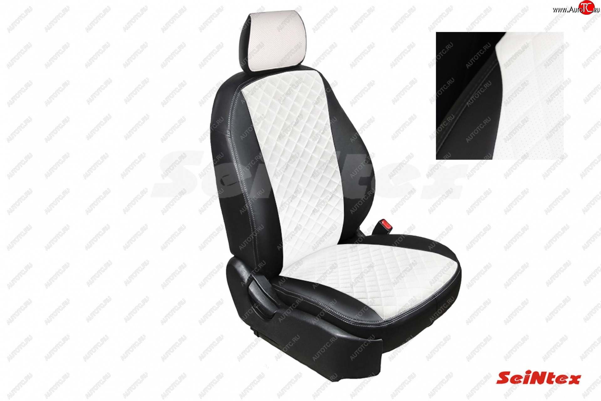5 549 р. Чехлы для сидений Seintex Ромб (экокожа, сплошная)  Hyundai Solaris  2 (2017-2022) (Цвет: черный/белый)