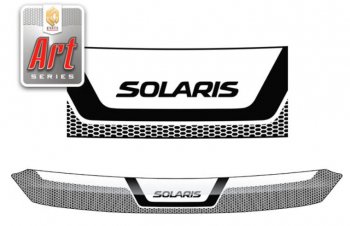 2 259 р. Дефлектор капота CA-Plastiс  Hyundai Solaris  1 седан (2010-2014) (Серия Art графит). Увеличить фотографию 1