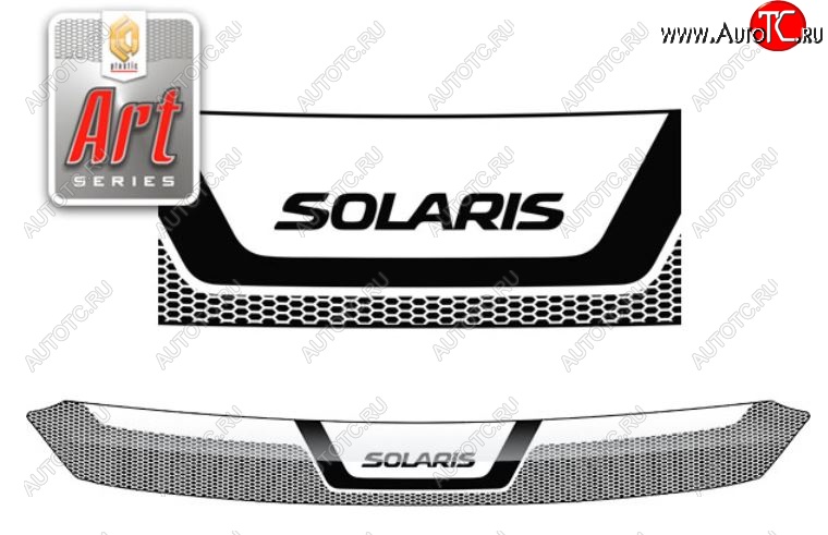 2 259 р. Дефлектор капота CA-Plastiс  Hyundai Solaris  1 седан (2010-2014) (Серия Art серебро)