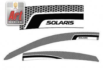Дефлектора окон Hyundai Solaris RB дорестайлинг седан  (2010-2014) CA-Plastic. (Серия Art серебро, Без хром.молдинга, Крепление только на скотч)Цена: 2 149 р.. Увеличить фотографию 1