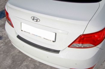 Защитная накладка заднего бампера Hyundai Solaris RB рестайлинг седан (2014-2017) Тюн-Авто.Цена: 899 р.. Увеличить фотографию 2
