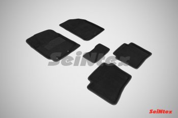 Комплект 3D ковриков в салон (ворсовые / чёрные) Seintex Hyundai Solaris 1 хэтчбек RBr дорестайлинг (2010-2014)