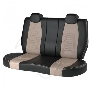 Комплект чехлов для сидений Hyundai Solaris RB дорестайлинг седан  (2010-2014) Lord Autofashion Денвер (экокожа). (Чёрный, вставка бежевая)Цена: 9 099 р.. Увеличить фотографию 2