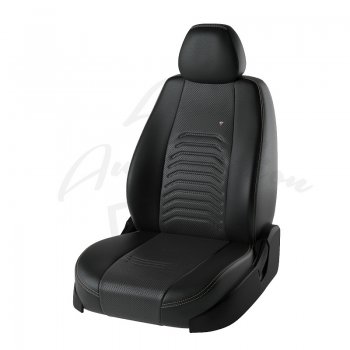 Комплект чехлов для сидений Hyundai Solaris RB дорестайлинг седан  (2010-2014) Lord Autofashion Денвер (экокожа). (Чёрный, вставка чёрная)Цена: 9 099 р.. Увеличить фотографию 1