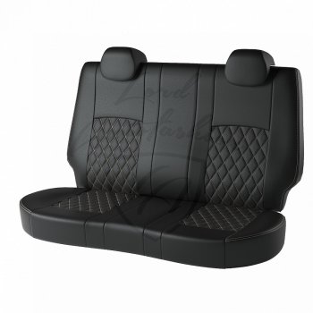Комплект чехлов для сидений Hyundai Solaris RB дорестайлинг седан  (2010-2014) Lord Autofashion Турин Ромб (экокожа). (Чёрный, вставка чёрная, строчка бежевая)Цена: 6 199 р.. Увеличить фотографию 2