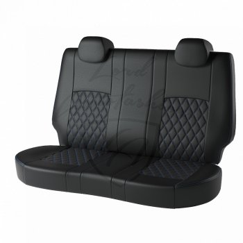 Комплект чехлов для сидений Hyundai Solaris RB рестайлинг седан (2014-2017) Lord Autofashion Турин Ромб (экокожа). (Чёрный, вставка чёрная, строчка синяя)Цена: 6 199 р.. Увеличить фотографию 2