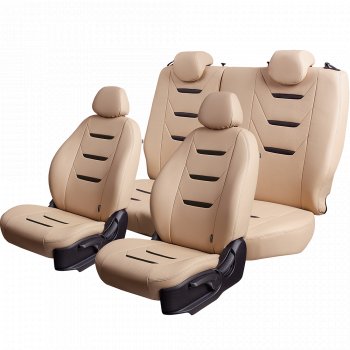 Комплект чехлов для сидений Hyundai Solaris RB дорестайлинг седан  (2010-2014) Lord Autofashion Турин 2 (экокожа, раздельная спинка). (Бежевый/Бежевый/Чёрный/Бежевый)Цена: 7 799 р.. Увеличить фотографию 2