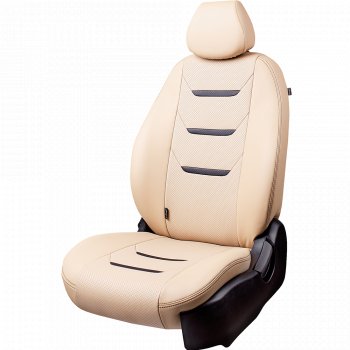 Комплект чехлов для сидений Hyundai Solaris RB дорестайлинг седан  (2010-2014) Lord Autofashion Турин 2 (экокожа, раздельная спинка). (Бежевый/Бежевый/Чёрный/Бежевый)Цена: 7 799 р.. Увеличить фотографию 1