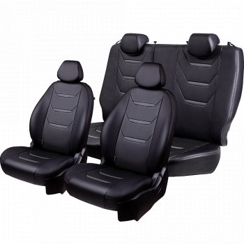 Комплект чехлов для сидений Hyundai Solaris RB рестайлинг седан (2014-2017) Lord Autofashion Турин 2 (экокожа, раздельная спинка). (Серый/Серый/Чёрный/Чёрный)Цена: 7 999 р.. Увеличить фотографию 2