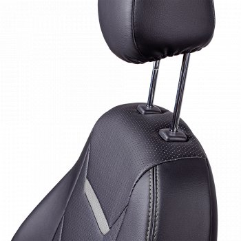 Комплект чехлов для сидений Hyundai Solaris RB рестайлинг седан (2014-2017) Lord Autofashion Турин 2 (экокожа, раздельная спинка). (Серый/Серый/Чёрный/Чёрный)Цена: 7 999 р.. Увеличить фотографию 6