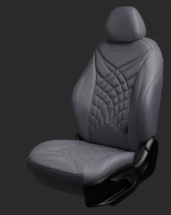 Комплект чехлов для сидений Hyundai Solaris RB дорестайлинг седан  (2010-2014) Lord Autofashion Байрон ЖУК (экокожа, спинка 60/40, 2 Г-образных подголовника). (Серый, вставка серая, строчка серая)Цена: 16 199 р.. Увеличить фотографию 1