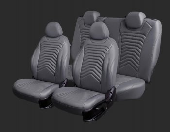 Чехлы для сидений Lord Autofashion Байрон ПРЕЗИДЕНТ (экокожа, спинка 60/40, 2 Г-образных подголовника) Hyundai Solaris 1 седан RBr рестайлинг (2014-2017)