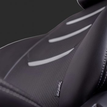 Комплект чехлов для сидений Hyundai Solaris RB рестайлинг седан (2014-2017) Lord Autofashion Турин 2 (экокожа, спинка 60/40, 2 Г-образных подголовника). (Черный, вставка черная и серая, строчка серая)Цена: 7 999 р.. Увеличить фотографию 2