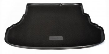 2 789 р. Комбинированый коврик с повышенной износостойкостью в багажник (со складывающимися сидениями) Unidec (полиуретан, текстиль)  Hyundai Solaris  1 седан (2010-2017) (Черный). Увеличить фотографию 1