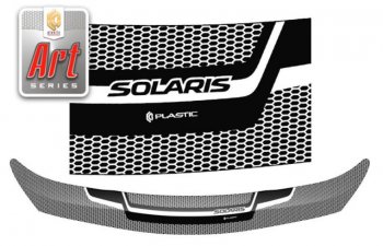 Дефлектор капота Hyundai Solaris RB рестайлинг седан (2014-2017) CA-Plastiс. (Серия Art серебро)Цена: 2 149 р.. Увеличить фотографию 1
