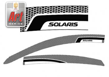 Дефлектора окон Hyundai Solaris RB рестайлинг седан (2014-2017) CA-Plastic. (Серия Art графит, Без хром.молдинга, Крепление только на скотч)Цена: 2 149 р.. Увеличить фотографию 1