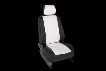 5 199 р. Чехлы для сидений SeiNtex (экокожа)  Hyundai Solaris ( 1 хэтчбек,  1 хэтчбэк) (2010-2017) (Черный, вставка белая). Увеличить фотографию 1