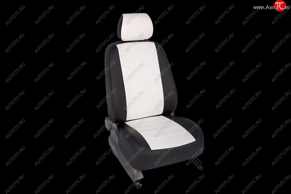 5 199 р. Чехлы для сидений SeiNtex (экокожа) Toyota Hilux AN20,AN30  2-ой рестайлинг (2011-2016) (черный/белый)