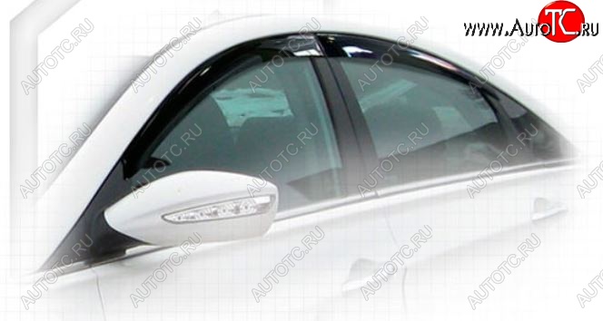 2 079 р. Дефлектора окон CA-Plastiс Hyundai Sonata YF (2009-2014) (Classic полупрозрачный, Без хром.молдинга, Крепление только на скотч)