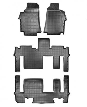 Коврики салонные Noplast (3 ряда) Hyundai (Хюндаи) Starex/Grand Starex/H1 (старекс)  2 TQ (2018-2024) 2 TQ 2 рестайлинг  (Черный)