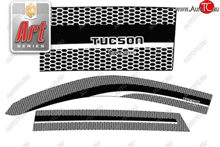 2 159 р. Дефлектора окон CA-Plastiс  Hyundai Tucson  1 JM (2004-2010) (Серия Art черная, Без хром.молдинга)