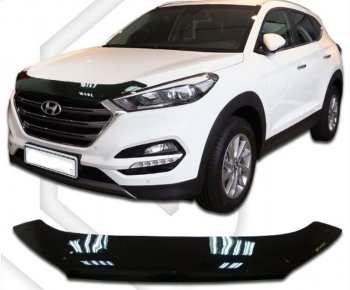 2 099 р. Дефлектор капота CA-Plastic  Hyundai Tucson  3 TL (2015-2021) (Classic черный, Без надписи). Увеличить фотографию 1