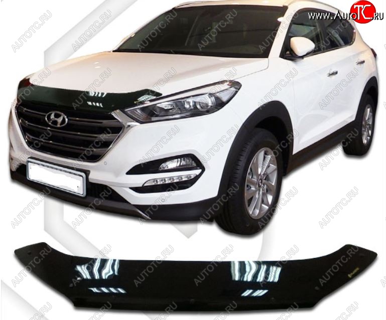 2 099 р. Дефлектор капота CA-Plastic Hyundai Tucson 3 TL дорестайлинг (2015-2018) (Classic черный, Без надписи)