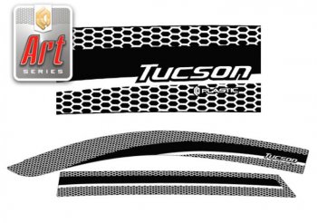 2 349 р. Дефлектора окон CA-Plastic  Hyundai Tucson  3 TL (2015-2021) (Серия Art черная, Без хром.молдинга). Увеличить фотографию 1