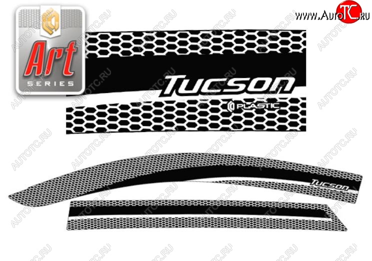 2 349 р. Дефлектора окон CA-Plastic  Hyundai Tucson  3 TL (2015-2021) (Серия Art черная, Без хром.молдинга)