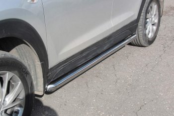 12 499 р. Защита порогов Turbo Slitkoff (d57 мм)  Hyundai Tucson  3 TL (2018-2021) (Нержавейка, Полированная). Увеличить фотографию 1