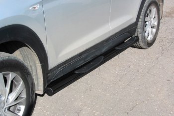 10 249 р. Защита порогов Turbo Slitkoff (с проступями, d76 мм) Hyundai Tucson 3 TL рестайлинг (2018-2021) (Сталь с полимерным покрытием. Цвет: чёрный). Увеличить фотографию 1