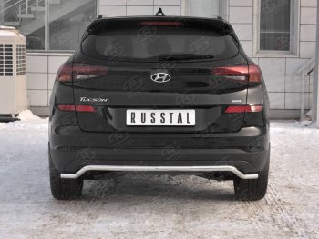 11 449 р. Защита заднего бампера (Ø42 мм волна, нержавейка) Russtal Hyundai Tucson 3 TL рестайлинг (2018-2021). Увеличить фотографию 1
