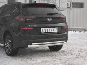 18 999 р. Защита заднего бампера (Ø63/42 мм, нержавейка) SLITKOFF Hyundai Tucson TL рестайлинг (2018-2021). Увеличить фотографию 3