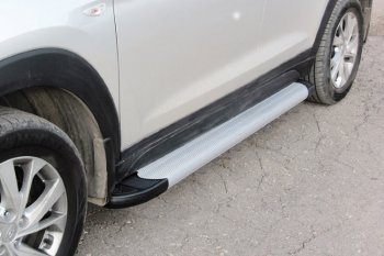 13 799 р. Пороги алюминиевые Slitkoff  Hyundai Tucson  3 TL (2018-2021) (Optima Silver). Увеличить фотографию 1