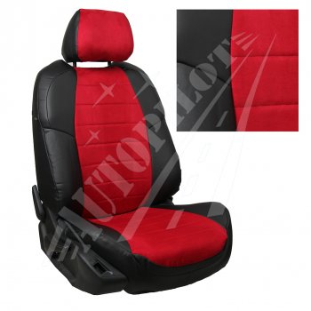 13 449 р. Чехлы сидений AUTOPILOT Алькантара (Раздельная 40/60 + вырез под подлокотник, 2 П- и 3 Г-образных подголовника)  Hyundai Tucson  4 NX4 (2020-2022) (Черный + Красный). Увеличить фотографию 1