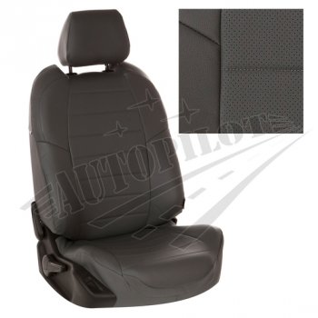 13 449 р. Чехлы сидений AUTOPILOT Экокожа (Раздельная 40/60 + вырез под подлокотник, 2 П- и 3 Г-образных подголовника)  Hyundai Tucson  4 NX4 (2020-2022) (Темно серый + Темный серый). Увеличить фотографию 1