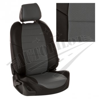 7 499 р. Чехлы сидений AUTOPILOT Экокожа (Раздельная 40/60 + вырез под подлокотник, 2 П- и 3 Г-образных подголовника)  Hyundai Tucson  4 NX4 (2020-2022) (Черный + Серый). Увеличить фотографию 1