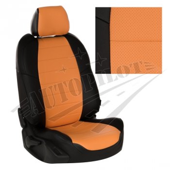 13 449 р. Чехлы сидений AUTOPILOT Экокожа (Раздельная 40/60 + вырез под подлокотник, 2 П- и 3 Г-образных подголовника)  Hyundai Tucson  4 NX4 (2020-2022) (Черный + Оранжевый). Увеличить фотографию 1