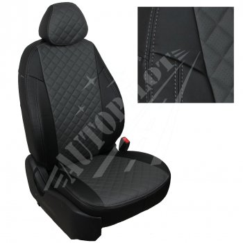 7 799 р. Чехлы сидений AUTOPILOT Экокожа Ромб (40/60 с подлокотником, 2 П- и 3 Г-образных подголовника)  Hyundai Tucson  4 NX4 (2020-2022) (Черный + Темно серый). Увеличить фотографию 1