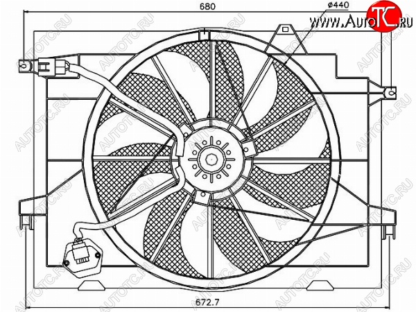 4 649 р. Вентилятор радиатора в сборе SAT (2,0i / 2,0d) Hyundai Tucson 1 JM (2004-2010)