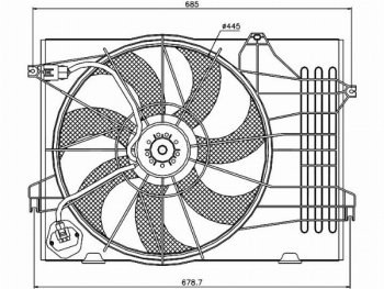 5 499 р. Вентилятор радиатора в сборе SAT (2,7i)  Hyundai Tucson  1 JM (2004-2010), KIA Sportage  2 JE,KM (2004-2010). Увеличить фотографию 1
