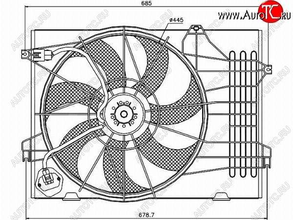 5 499 р. Вентилятор радиатора в сборе SAT (2,7i) Hyundai Tucson 1 JM (2004-2010)