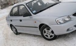 3 899 р. Пороги накладки Style  Hyundai Accent  седан ТагАЗ (2001-2012) (Неокрашенные). Увеличить фотографию 2